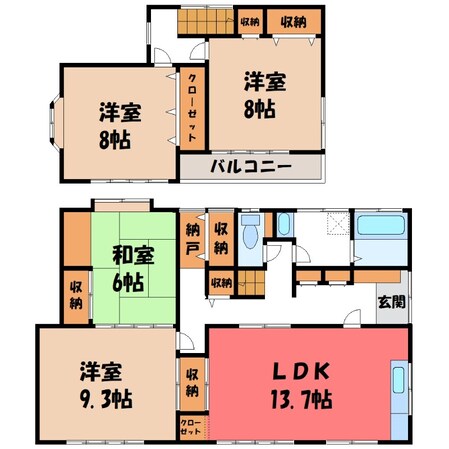 西川田駅 徒歩20分 1-2階の物件間取画像